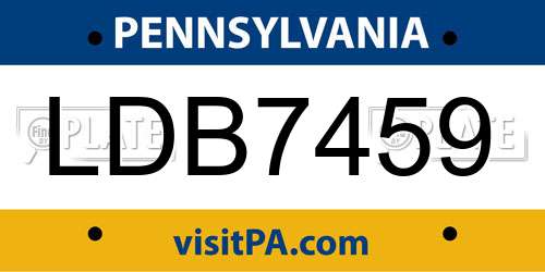 LDB7459 Pennsylvania License Plate