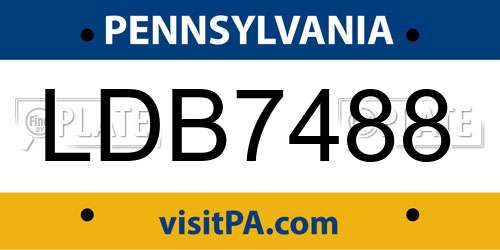 LDB7488 Pennsylvania License Plate