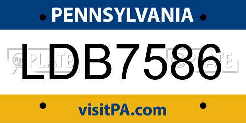 LDB7586 Pennsylvania License Plate