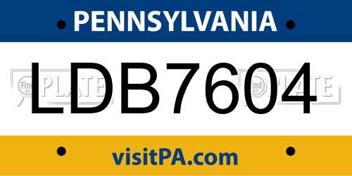 LDB7604 Pennsylvania License Plate