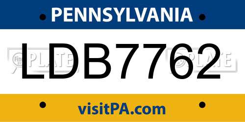LDB7762 Pennsylvania License Plate