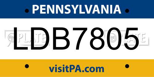 LDB7805 Pennsylvania License Plate
