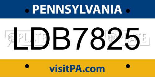 LDB7825 Pennsylvania License Plate