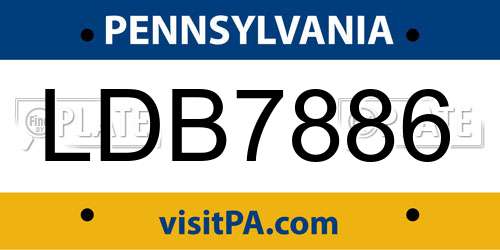 LDB7886 Pennsylvania License Plate