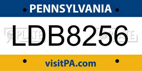 LDB8256 Pennsylvania License Plate