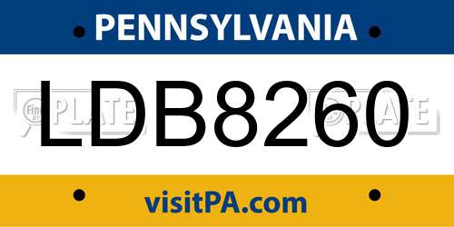 LDB8260 Pennsylvania License Plate
