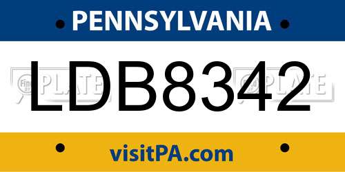 LDB8342 Pennsylvania License Plate