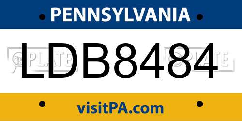 LDB8484 Pennsylvania License Plate