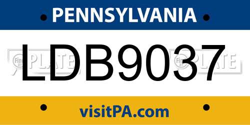 LDB9037 Pennsylvania License Plate