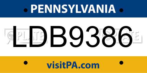 LDB9386 Pennsylvania License Plate