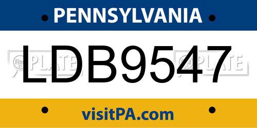 LDB9547 Pennsylvania License Plate