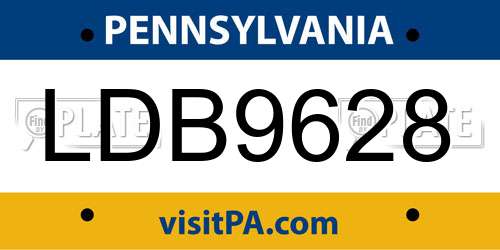 LDB9628 Pennsylvania License Plate