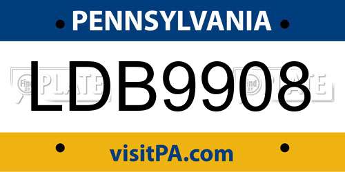 LDB9908 Pennsylvania License Plate