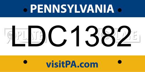 LDC1382 Pennsylvania License Plate