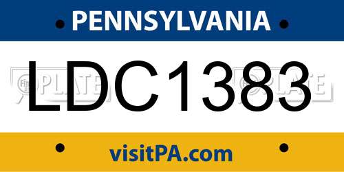 LDC1383 Pennsylvania License Plate