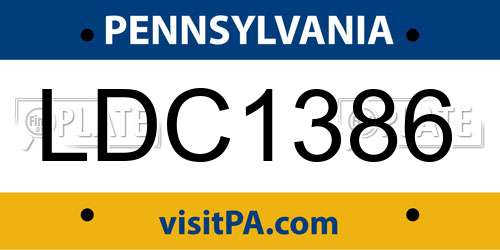 LDC1386 Pennsylvania License Plate