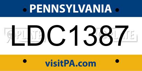 LDC1387 Pennsylvania License Plate