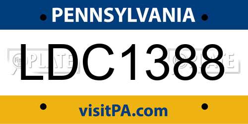 LDC1388 Pennsylvania License Plate
