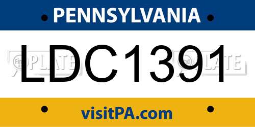 LDC1391 Pennsylvania License Plate