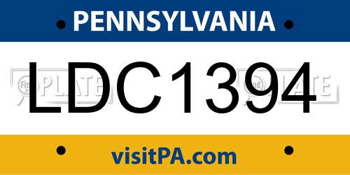 LDC1394 Pennsylvania License Plate