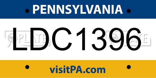 LDC1396 Pennsylvania License Plate