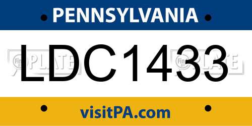 LDC1433 Pennsylvania License Plate