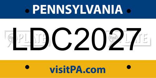 LDC2027 Pennsylvania License Plate