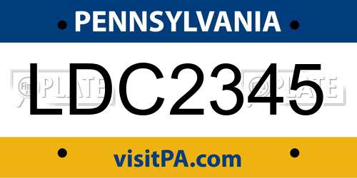 LDC2345 Pennsylvania License Plate