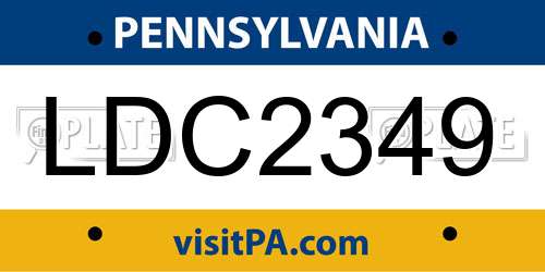 LDC2349 Pennsylvania License Plate