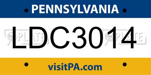 LDC3014 Pennsylvania License Plate