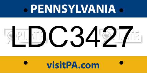 LDC3427 Pennsylvania License Plate