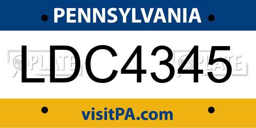 LDC4345 Pennsylvania License Plate