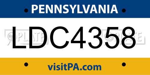 LDC4358 Pennsylvania License Plate
