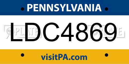 LDC4869 Pennsylvania License Plate