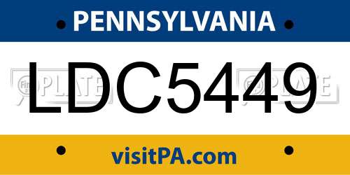 LDC5449 Pennsylvania License Plate