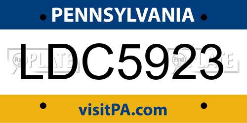 LDC5923 Pennsylvania License Plate