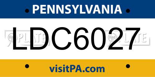 LDC6027 Pennsylvania License Plate