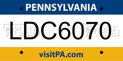 LDC6070 Pennsylvania License Plate