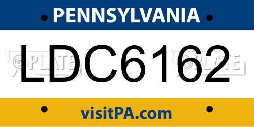 LDC6162 Pennsylvania License Plate