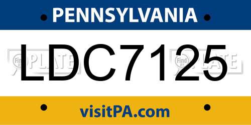 LDC7125 Pennsylvania License Plate