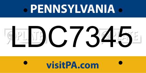 LDC7345 Pennsylvania License Plate