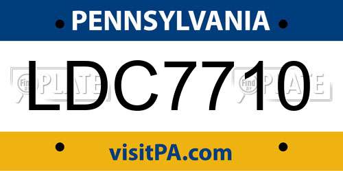 LDC7710 Pennsylvania License Plate