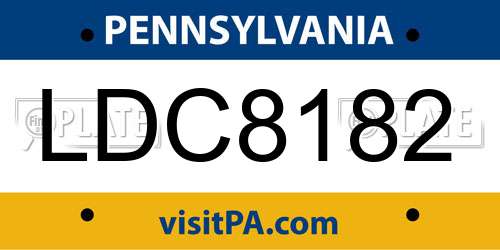 LDC8182 Pennsylvania License Plate