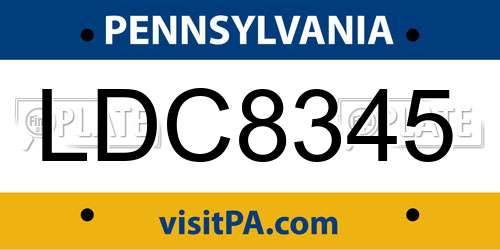LDC8345 Pennsylvania License Plate