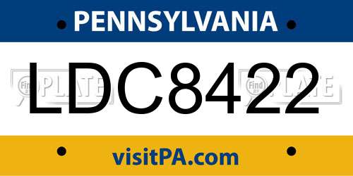 LDC8422 Pennsylvania License Plate