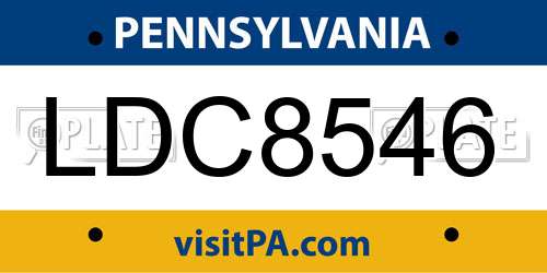 LDC8546 Pennsylvania License Plate