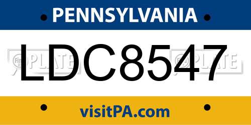LDC8547 Pennsylvania License Plate