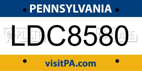 LDC8580 Pennsylvania License Plate