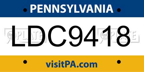 LDC9418 Pennsylvania License Plate