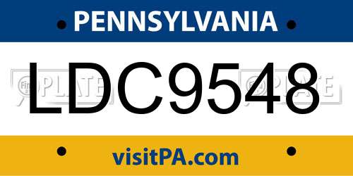 LDC9548 Pennsylvania License Plate